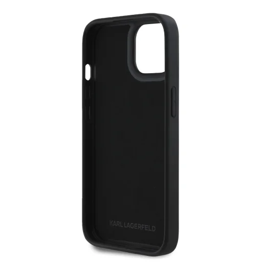 Karl Lagerfeld 3D Gumi Csillogó Logós Tok iPhone 14 Fekete - 6