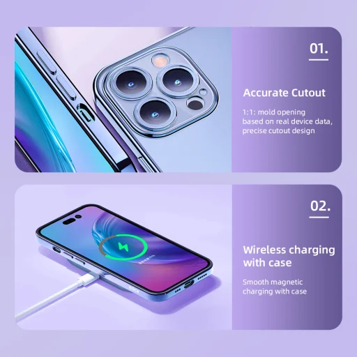 Rock Electroplating Series iPhone 14 Pro tok átlátszó-fekete - 2