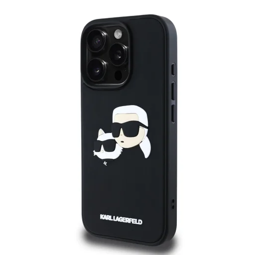  iPhone 16 Pro Karl Lagerfeld 3D Rubber Double Heads fekete tok - 2