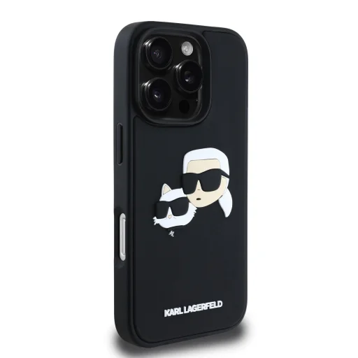  iPhone 16 Pro Karl Lagerfeld 3D Rubber Double Heads fekete tok - 4