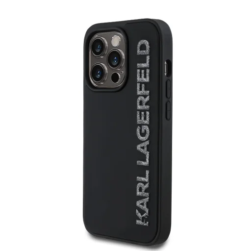 Karl Lagerfeld 3D Gumi Csillogó Logós tok iPhone 13 Pro Fekete tok - 2