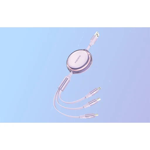 3 az 1-ben Behúzható Kábel Foneng X113 1.1M Lila - 2