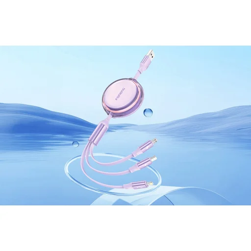 3 az 1-ben Behúzható Kábel Foneng X113 1.1M Lila - 3