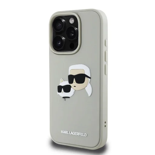  iPhone 16 Pro Max Bézs Karl Lagerfeld 3D Rubber Double Heads tok - 2