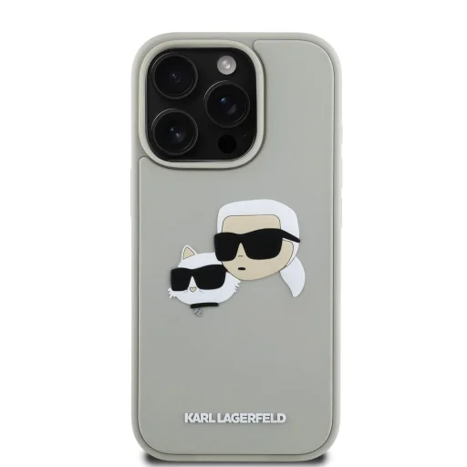  iPhone 16 Pro Max Bézs Karl Lagerfeld 3D Rubber Double Heads tok - 3