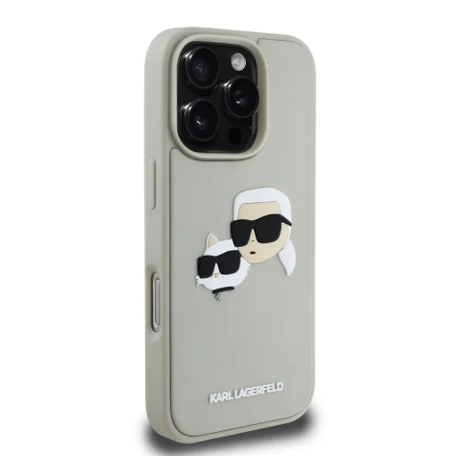  iPhone 16 Pro Max Bézs Karl Lagerfeld 3D Rubber Double Heads tok - 4