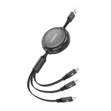 3 az 1-ben Visszahúzható Kábel X113 1.1M Fekete