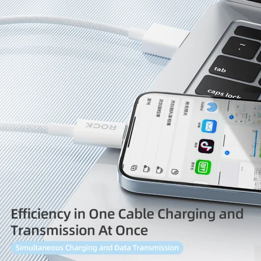 Rock Z20 Flash Charge Series fonott kábel - USB Lightning - 2,4A 1 méter fehér - 6