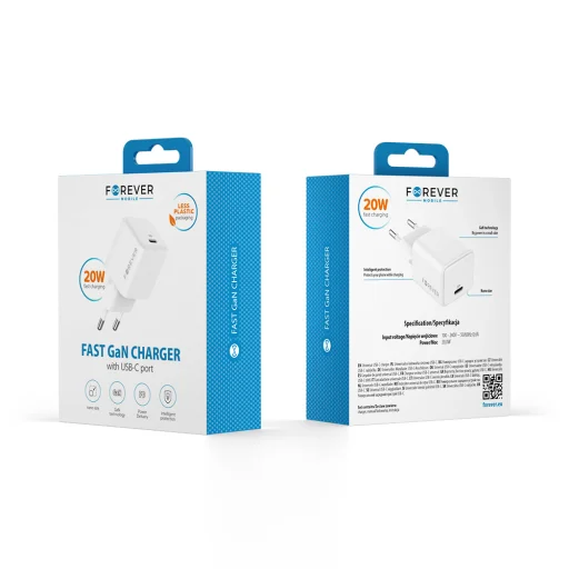 Forever TC-08-20C GaN PD QC töltő 1x USB-C 20W fehér - 3