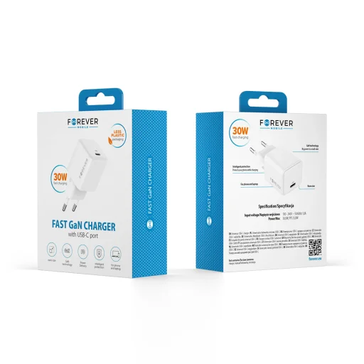 Forever TC-08-30C GaN PD QC töltő 1x USB-C 30W fehér - 3
