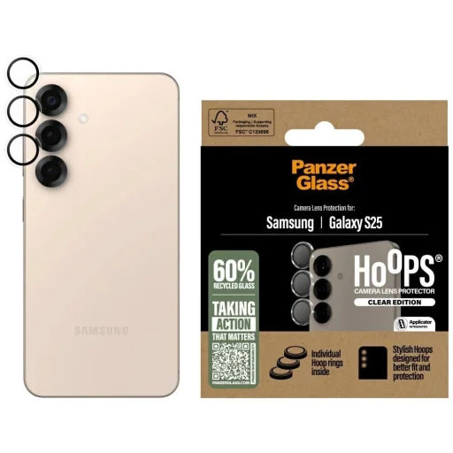 PanzerGlass Hoops Lencsevédő Edzett Üveg Samsung Galaxy S25-höz Átlátszó üvegfólia - 1