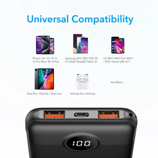 Powerbank Veger L10S (W1105PD) 10000mAh 20W 2A PD QC3.0 - fekete - 4