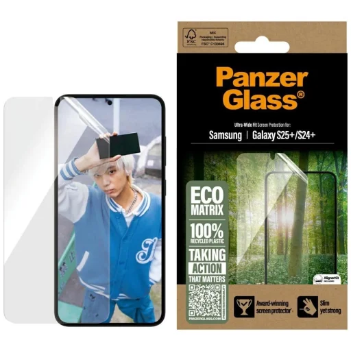 PanzerGlass Eco Matrix Ultra-Wide Fit edzett üveg Samsung Galaxy S25+ készülékhez üvegfólia - 1