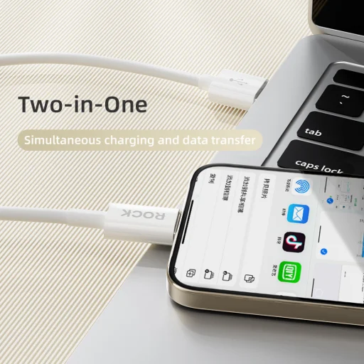 Rock Cable P8 Basic Series - USB- Type C - PD 27W 2A 1 méter fehér - 3