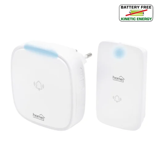 Home DBK 1500AC vezeték nélküli csengő, elem nélküli, 150m hatótáv, 36 dallam, 4 fokozatú hangerő, fényjelzés, kinetikus nyomógomb, 230V-os tápellátás - 1