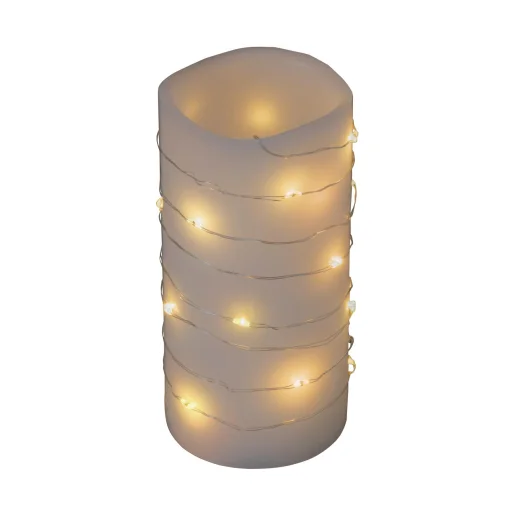 Home MLF 20/WW micro LED svetelná reťaz, 2 m / 20 ks teplá biela micro LED, stále svietenie, priehľadný kábel, na gombíkové batérie, ploché puzdro na batérie, interiérové použitie - 1
