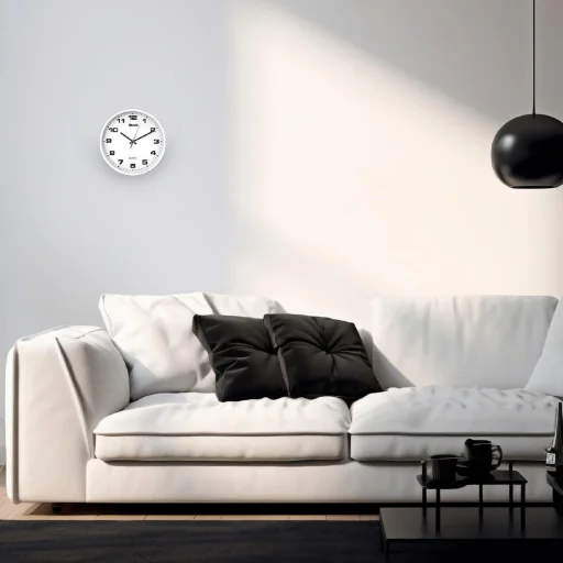 Btech BH-90 falióra, 20 cm átmérő, fehér számlap, fehér keret, műanyag - 2