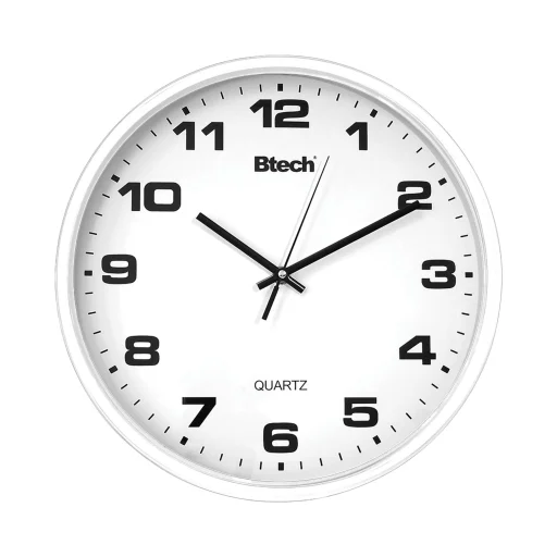 Btech BH-90 falióra, 20 cm átmérő, fehér számlap, fehér keret, műanyag - 1