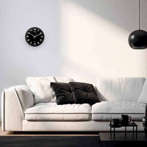 Btech BH-110 falióra, 32 cm átmérő, fekete számlap, fekete keret, műanyag - 2