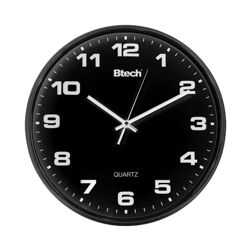 Btech BH-110 falióra, 32 cm átmérő, fekete számlap, fekete keret, műanyag - 1