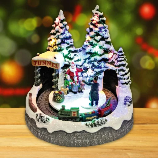 Home DRM 8 dioráma, mikulás, vonat, LED, világító, zenélő, beltéri - 4