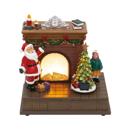Home DRM 14 dioráma, kandalló, világító, Mikulás, beltéri - 1
