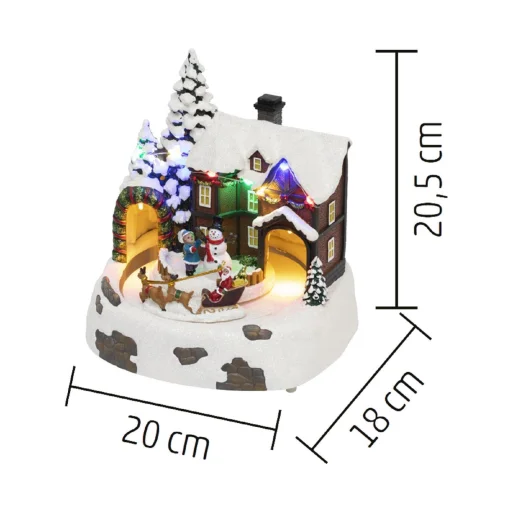 Home DRM 15 dioráma, havas ház, színes LED, rénszarvasszán, beltéri - 5