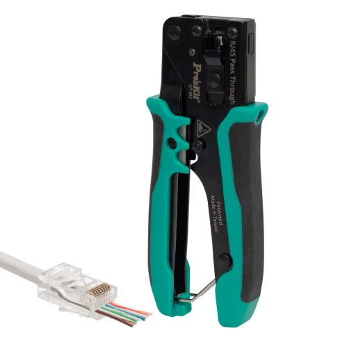 Pro'skit CP-342 UTP-RJ45-8P8C gyorskrimpelő fogó, nyitott végű dugókhoz, biztonsági zár, gyors - 1