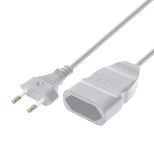 Home NV 12-5/WH EURO kéteres hosszabbító, 5 m,  H03VVH2-F 2x0,75 mm2 kábel, 250V~/2,5A/max.575W, fehér színű - 1