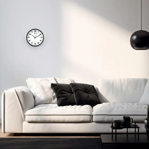 Btech BH-80 falióra, 20 cm átmérő, fehér számlap, fekete keret, műanyag - 2