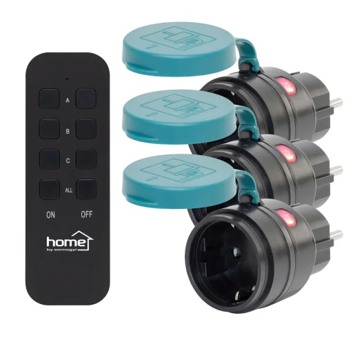 Home THO2313 távirányítható kültéri hálózati aljzat szett, IP44, 2300 W, 3 aljzat +1 távirányító, 40m hatótáv - 1