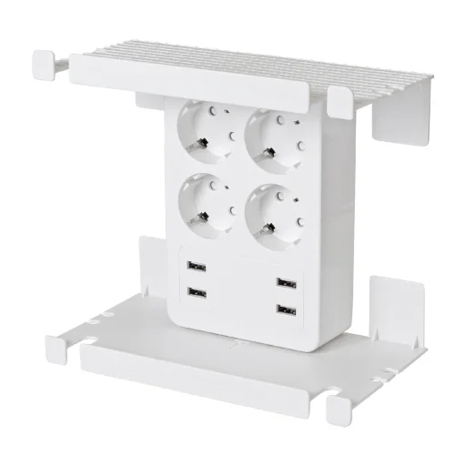 Home NV 4 USB tálcás USB-s elosztó, 4 földelt aljzat, 4 USB aljzat össz 2,4A, elforgatható csatlakozódugó, max.3680W - 2