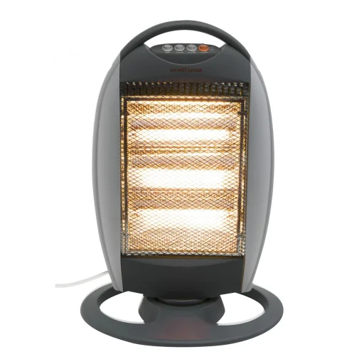 Home FK 21 álló elektromos halogén hősugárzó fűtőtest, 400W/800W/1200W, oszcillálás, IP20 védelem, fekete/ezüst - 1