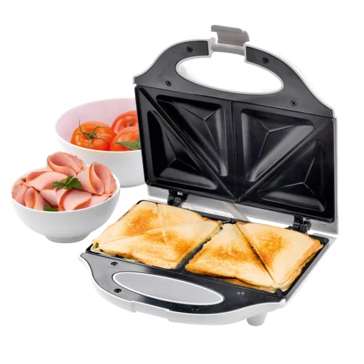 Home HG SZ 02 szendvicssütő, teljesítmény 750 W, tapadásmentes sütőfelület, egyszerre két szendvics készíthető, jelzőfények - 1