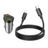 HOCO autós töltő USB A + Type C + Type C Lightning kábel PD QC3.0 43W NZ16A fém szürke thumbnail