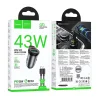 HOCO autós töltő USB A + Type C + Type C Lightning kábel PD QC3.0 43W NZ16A fém szürke thumbnail