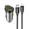 HOCO autós töltő USB A + Type C + Type C Lightning kábel PD QC3.0 43W NZ16A fém szürke thumbnail