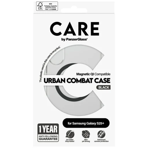 CARE by PanzerGlass Flagship Urban Combat Fekete QI tok Samsung Galaxy S25 Plus - Átlátszó - 4