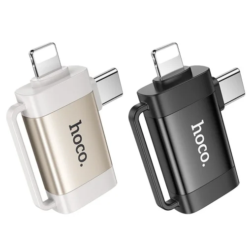 HOCO adapter OTG 2in1 Type C (férfi) / Lightning (férfi) USB A (női) UA31F fekete - 5