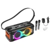 HOCO karaoke szett vezeték nélküli hangszóró + 2 x vezeték nélküli mikrofon LED 60W HA9 fekete thumbnail