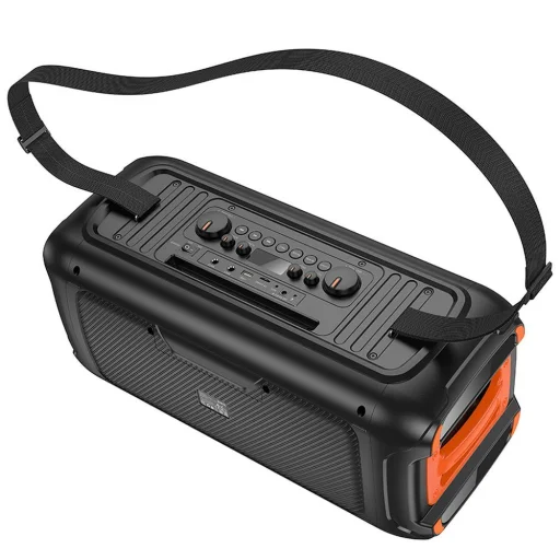 HOCO karaoke szett vezeték nélküli hangszóró + 2 x vezeték nélküli mikrofon LED 60W HA9 fekete - 3