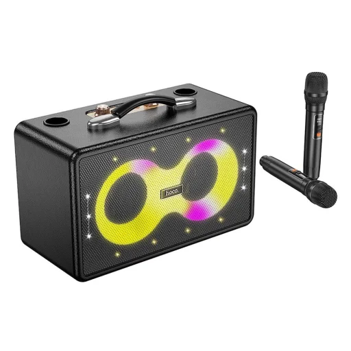 HOCO karaoke készlet vezeték nélküli hangszóró + 2 x vezeték nélküli mikrofon LED 40W HA8 fekete - 2