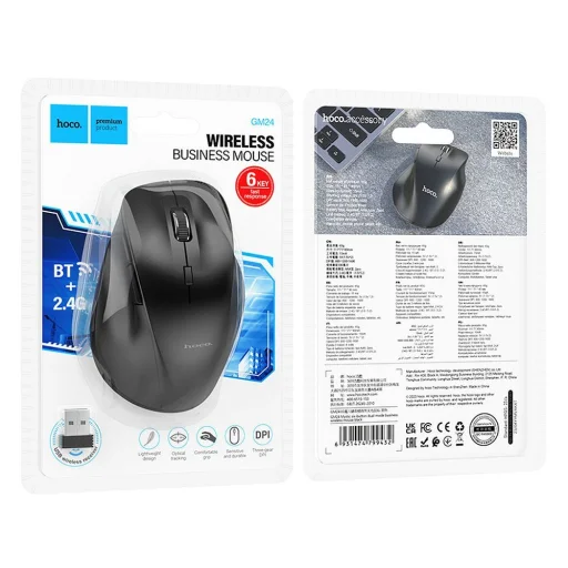 HOCO vezeték nélküli számítógépes egér 2,4G 1600 dpi GM24 fekete - 8