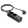 HOCO hálózati elosztó 2 aljzattal + USB A + 3 x Type C PD QC3.0 3A 67W NS10 2 m fekete thumbnail
