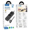 HOCO hálózati elosztó 2 aljzattal + USB A + 3 x Type C PD QC3.0 3A 67W NS10 2 m fekete thumbnail