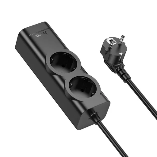 HOCO hálózati elosztó 2 aljzattal + USB A + 3 x Type C PD QC3.0 3A 67W NS10 2 m fekete - 1