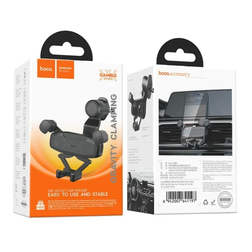 HOCO gravitációs autós tartó szellőzőrácsra H66 fekete - 9