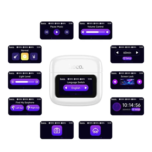 HOCO vezeték nélküli fülhallgató bluetooth érintőképernyővel TWS EQ14 fehér - 3