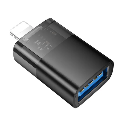 HOCO adapter OTG Lightning (férfi) - USB A (női) UA36 fekete átlátszó, - 3