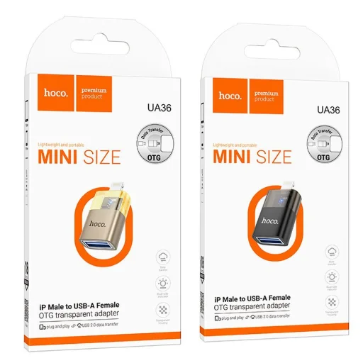 HOCO adapter OTG Lightning (férfi) - USB A (női) UA36 fekete átlátszó, - 7